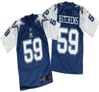 Men's Dallas Cowboys #59 Anthony Hitchens Navy Blue White Throwback Nike Elite Jersey