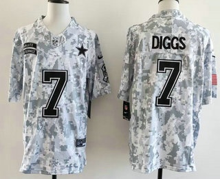 Men's Dallas Cowboys #7 Trevon Diggs Limited Arctic Camo 2024 Salute to Service Jersey
