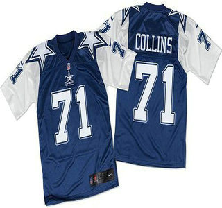 Men's Dallas Cowboys #71 La'el Collins Navy Blue White Throwback Nike Elite Jersey