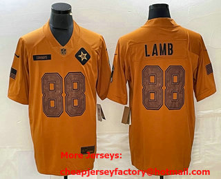Men's Dallas Cowboys #88 CeeDee Lamb Brown 2023 Salute To Service Limited Stitched Jersey