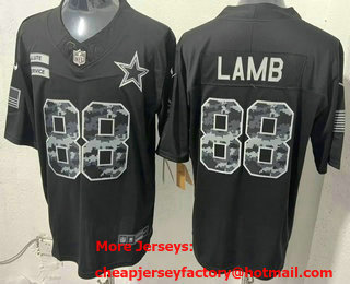 Men's Dallas Cowboys #88 CeeDee Lamb Limited Black FUSE 2026 Salute To Service Jersey