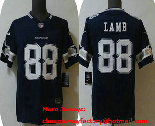 Men's Dallas Cowboys #88 CeeDee Lamb Navy Blue 2023 FUSE Vapor Limited Stitched Jersey