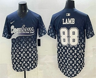 Men's Dallas Cowboys #88 CeeDee Lamb Navy Limited Stitched Baseball Jersey