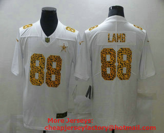 Men's Dallas Cowboys #88 CeeDee Lamb White 2020 Nike Flocked Leopard Print Vapor Limited NFL Jersey