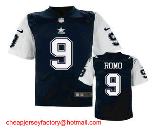 Men's Dallas Cowboys #9 Tony Romo Navy Blue Throwback Stitched NFL Nike Elite Jersey