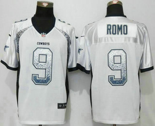 Men's Dallas Cowboys #9 Tony Romo White Drift Fashion NFL Nike Elite Jersey