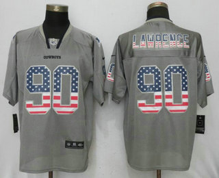 Men's Dallas Cowboys #90 Demarcus Lawrence Gray USA Flag Fashion Stitched NFL Nike Elite Jersey