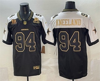 Men's Dallas Cowboys #94 Marshawn Kneeland Black Gold FUSE 5x Champions Patch Vapor Limited Stitched Jersey