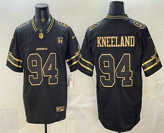 Men's Dallas Cowboys #94 Marshawn Kneeland Black Gold FUSE 94 Marshawn Kneeland Patch Vapor Limited Stitched Jersey