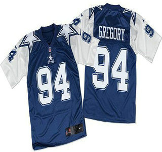 Men's Dallas Cowboys #94 Randy Gregory Navy Blue White Throwback Nike Elite Jersey