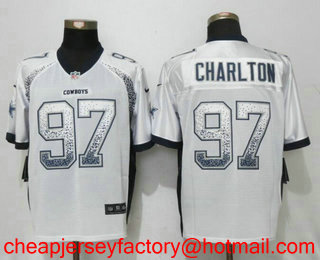 Men's Dallas Cowboys #97 Taco Charlton White Drift Stitched NFL Nike Fashion Jersey