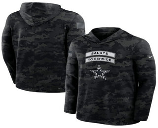 Men's Dallas Cowboys Black 2026 Salute to Service Sideline Lightweight Hoodie Long Sleeve Top