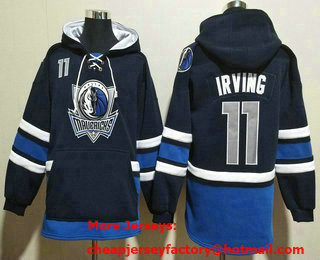 Men's Dallas Mavericks #11 Kyrie Irving NEW Navy Blue Pocket Stitched NBA Pullover Hoodie