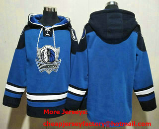 Men's Dallas Mavericks Blank Blue Ageless Must Have Lace Up Pullover Hoodie