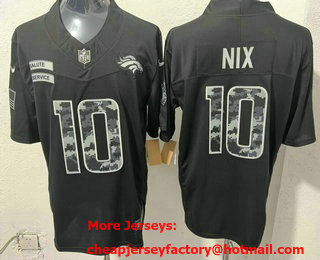 Men's Denver Broncos #10 Bo Nix Limited Black FUSE 2026 Salute To Service Jersey