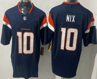 Men's Denver Broncos #10 Bo Nix Limited Navy FUSE Vapor Jersey