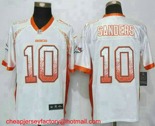 Men's Denver Broncos #10 Emmanuel Sanders White Drift Stitched NFL Nike Fashion Jersey