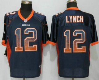 Men's Denver Broncos #12 Paxton Lynch Navy Blue Drift Fashion NFL Nike Elite Jersey
