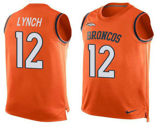 Men's Denver Broncos #12 Paxton Lynch Orange Team Color Limited Tank Top Jersey