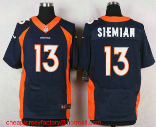 Men's Denver Broncos #13 Trevor Siemian Navy Blue Alternate Stitched NFL Nike Elite Jersey