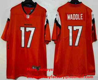 Men's Denver Broncos #17 Jaylen Waddle Limited Orange Vapor Jersey