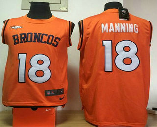 Men's Denver Broncos #18 Peyton Manning Orange Tank Top Stitched NFL Limited Jersey