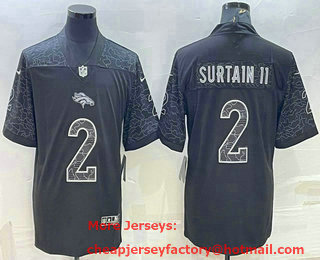 Men's Denver Broncos #2 Patrick Surtain II Black Reflective Limited Stitched Football Jersey