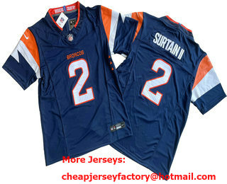 Men's Denver Broncos #2 Patrick Surtain II Limited Navy FUSE Vapor Jersey