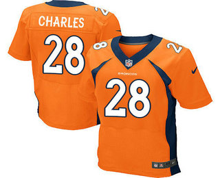 Men's Denver Broncos #28 Jamaal Charles Orange Team Color Stitched NFL Nike Elite Jersey