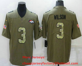 Men's Denver Broncos #3 Russell Wilson Olive With Camo 2017 Salute To Service Stitched NFL Nike Limited Jersey