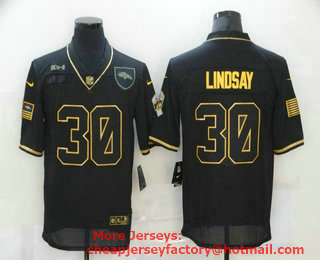 Men's Denver Broncos #30 Phillip Lindsay Black Gold 2020 Salute To Service Stitched NFL Nike Limited Jersey