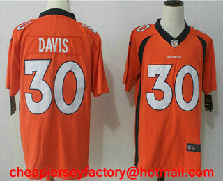 Men's Denver Broncos #30 Terrell Davis Orange 2017 Vapor Untouchable Stitched NFL Nike Limited Jersey
