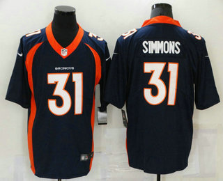 Men's Denver Broncos #31 Justin Simmons Navy Blue 2021 Vapor Untouchable Stitched NFL Nike Limited Jersey