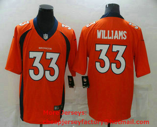 Men's Denver Broncos #33 Javonte Williams Orange 2021 Vapor Untouchable Stitched NFL Nike Limited Jersey