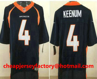 Men's Denver Broncos #4 Case Keenum Navy Blue Alternate Stitched NFL Nike Elite Jersey
