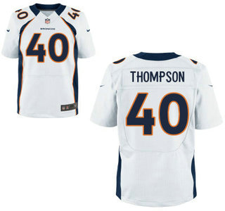 Men's Denver Broncos #40 Juwan Thompson White Road NFL Nike Elite Jersey