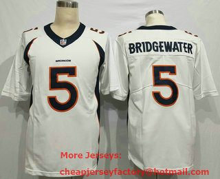 Men's Denver Broncos #5 Teddy Bridgewater White 2021 Vapor Untouchable Stitched NFL Nike Limited Jersey