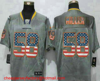 Men's Denver Broncos #58 Von Miller Gray USA Flag Fashion Stitched NFL Nike Elite Jersey