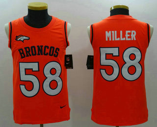 Men's Denver Broncos #58 Von Miller Orange Color Rush 2017 Vest Stitched NFL Nike Tank Top Jersey