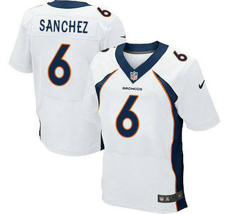 Men's Denver Broncos #6 Mark Sanchez White New Elite Jersey