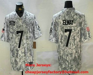 Men's Denver Broncos #7 John Elway Arctic Camo 2024 FUSE Salute to Service Limited Stitched Jersey