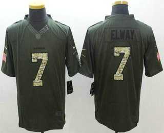 Men's Denver Broncos #7 John Elway Green Salute To Service Stitched NFL Nike Limited Jersey