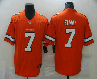 Men's Denver Broncos #7 John Elway Orange 2020 Color Rush Stitched NFL Nike Limited Jersey