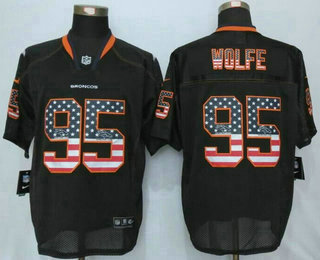 Men's Denver Broncos #95 Derek Wolfe Black USA Flag Fashion NFL Nike Elite Jersey