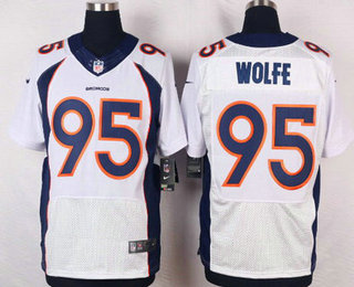 Men's Denver Broncos #95 Derek Wolfe White Road NFL Nike Elite Jersey