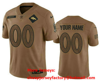 Men's Denver Broncos Active Player Custom 2023 Brown Salute To Service Limited Stitched Football Jersey