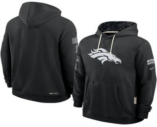 Men's Denver Broncos Black 2026 Salute to Service Sideline Pullover Hoodie