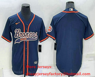 Men's Denver Broncos Blank Navy Blue Stitched Cool Base Nike Baseball Jersey