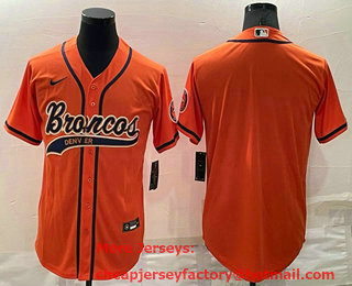 Men's Denver Broncos Blank Orange Stitched MLB Cool Base Nike Baseball Jersey