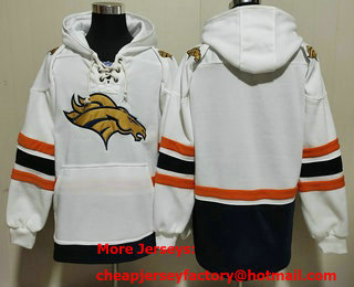 Men's Denver Broncos Blank Team Logo White Gold Pocket Stitched NFL Pullover Hoodie
